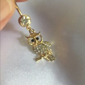 🦋NWT! Surgical Steel Onyx Eyes Owl Belly Ring🦋